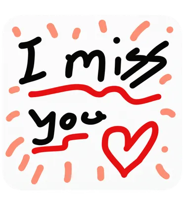 Closer shared canvas widget with a hand-drawn note that says I miss you
